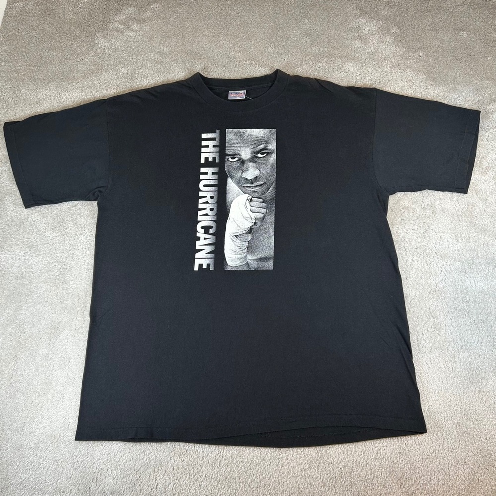 Vintage 1999 The Hurricane Movie T-Shirt Mens XL Black Denzel Washington Boxing